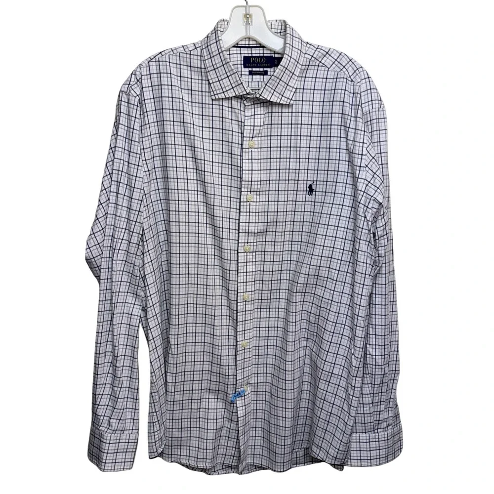 Polo Ralph Lauren Men's Long‎ Sleeve XL Performance Crisp Tattersall Plaid Luxe